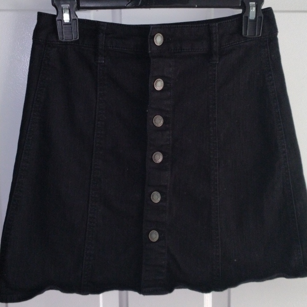 Black denim skirt